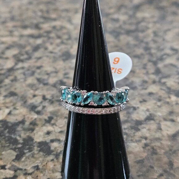 Bomb Party RBP7471 "She Won't Back Down" Paraiba Tourmaline & Diamond CZ Sz 6 - Picture 1 of 5